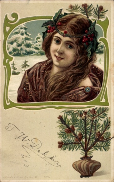 Chromo-Litho seasons, winter, woman, portrait