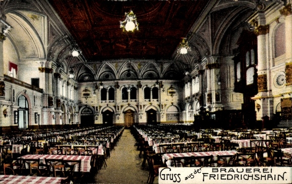 Postcard Berlin Friedrichshain, Etablissement Brauerei Friedrichshain, interior view