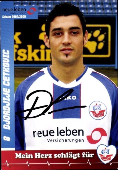 Autograph card footballer Djordjije Cetkovic, FC Hansa Rostock, autograph