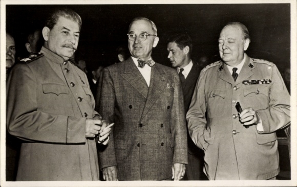 Ak Potsdamer Konferenz 17. Juli 1945, Josef Stalin, Harry Truman, Winston Churchill