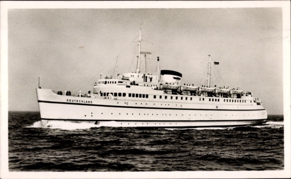 Ak Bundesbahn volle zeeveerboot Duitsland
