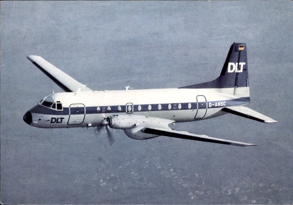 Postcard passenger aircraft HS 748, DLT, D-AHSC