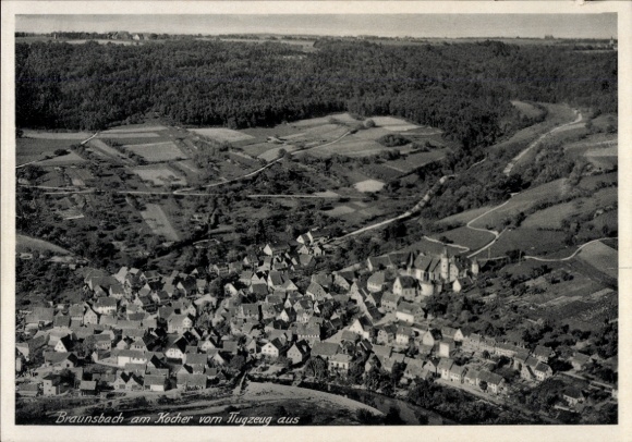 Ak Braunsbach in der Region Hohenlohe, Luftaufnahme