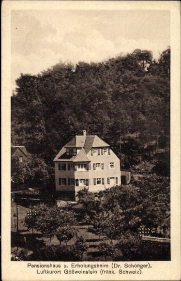 Postcard Gößweinstein in Upper Franconia, pension house, convalescent home, Dr. Schonger