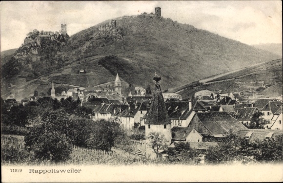 Ak Ribeauvillé Rappoltsweiler Elsass Haut Rhin,  Weinberge, Burgen,  Gebäude