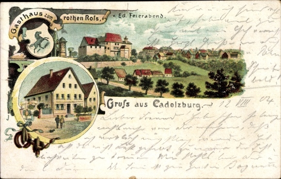 litho Cadolzburg in Midden-Franken, Gasthaus zum Rothen Ross