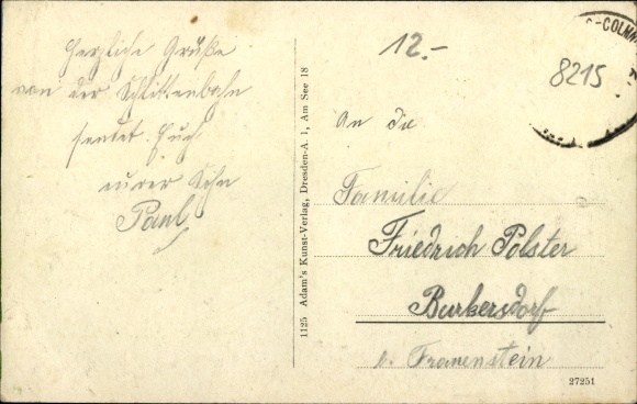 Postcard Ober Colmnitz Klingenberg in the Eastern Ore Mountains, Gasthof Obercolmnitz, station economy