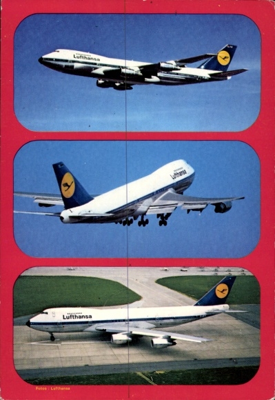 Postcard passenger aircraft Lufthansa, Boeing 747 D Jumbo Jet