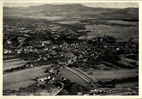 Postcard Renchen am Schwarzwald, aerial photograph of the town with Hornisgrinde