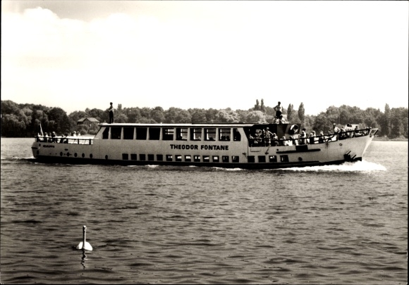 Postcard Neuruppin, motor ship Theodor Fontane on the Rhin, Ruppiner See