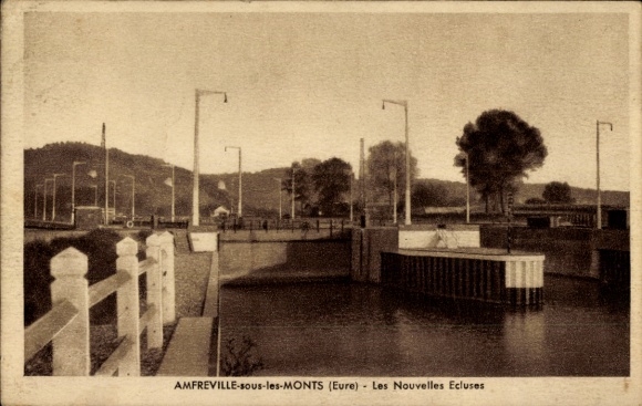 CPA Amfreville sous les Monts Eure, Les Nouvelles Ecluses