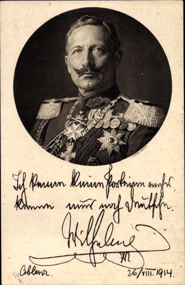 Postcard Kaiser Wilhelm II., I don&#39;t know any parties anymore, quote 1914