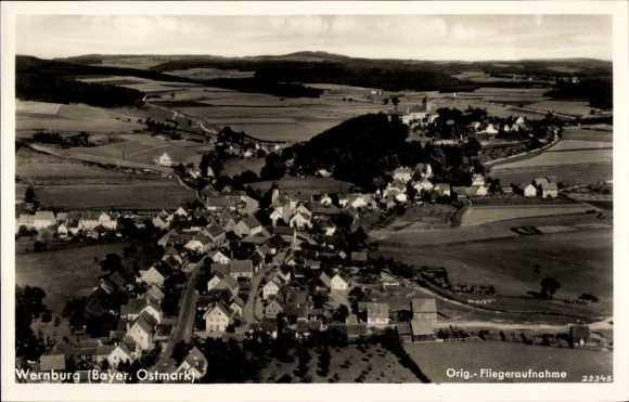 Postcard Wernburg Bavarian Ostmark, aerial photograph