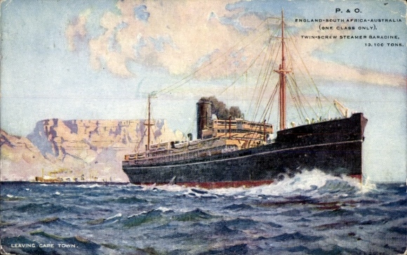 Ak Steamer, Peninsular & Oriental Steam Navigation, Engeland-Zuid-Afrika-Australië