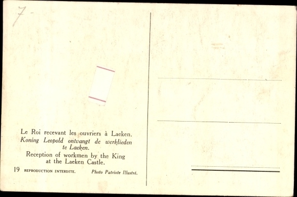 Postcard Brussels Laeken, King Leopold III of Belgium, reception of workers