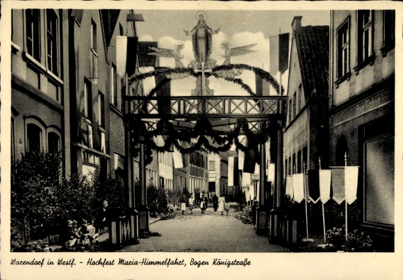 Ak Warendorf im Münsterland, Mariahimmelfahrtsfest, Bogen Königstraße