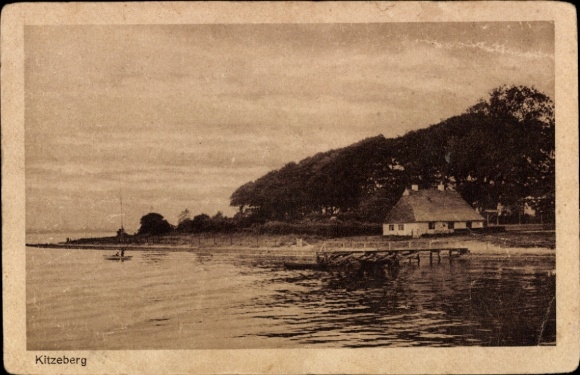 Ak Kitzeberg Heikendorf aan de Kieler Fjord, feest op het fjord, steiger, roeiers