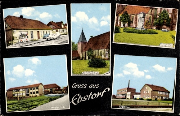 Ak Ebstorf in der Lüneburger Heide, Klosterkirche, Realschule, Molkerei