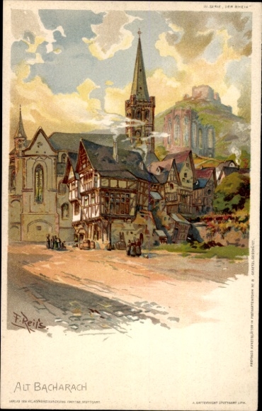 Artist Chromo-Litho Reiss, Fritz, Bacharach am Rhein, St. Peter, Wernerkapelle