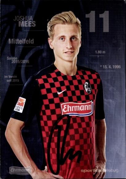 Autogrammkarte Fußballer Joshua Mees, SC Freiburg, Autogramm