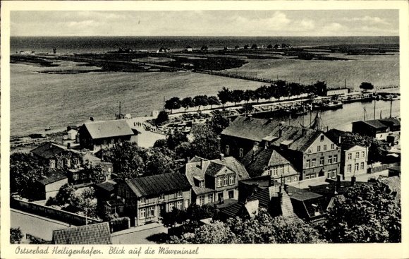 Postcard Ostseebad Heiligenhafen in Holstein, view of the Seagull Island