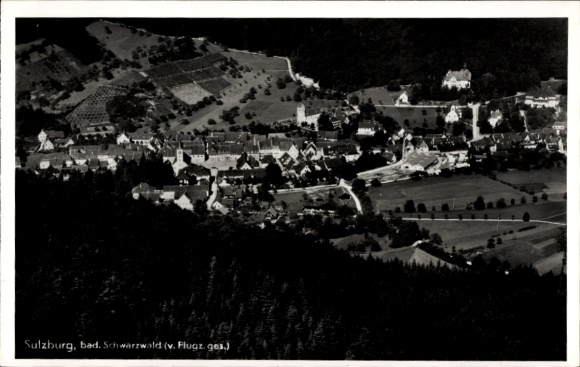 Postcard Sulzburg in Markgräflerland Baden Schwarzwald, aerial photograph