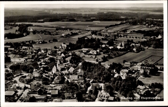 Postcard Gauting in Upper Bavaria, aerial photograph