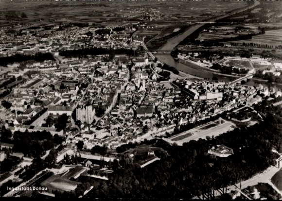 KP Ingolstadt nad Dunajem w Górnej Bawarii, zdjęcie lotnicze