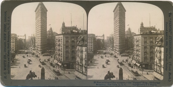 Stereo Photo New York City USA, Broadway, Flatiron Building, skyscraper