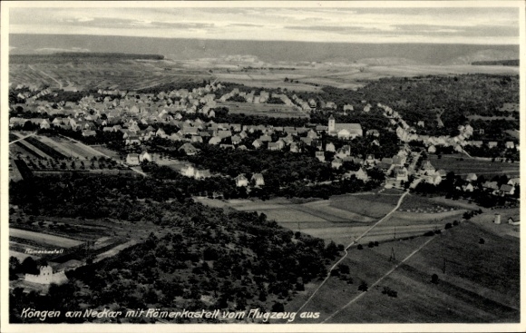 Postcard Köngen am Neckar, aerial view of Köngen, Neckar, Roman fort, landscape