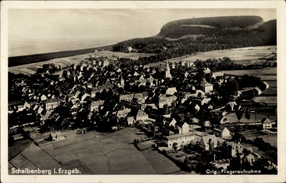 Ak Scheibenberg im Erzgebirge, Fliegeraufnahme