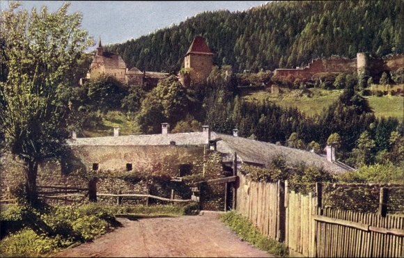 Postcard Friesach in Carinthia, ruin Petersberg
