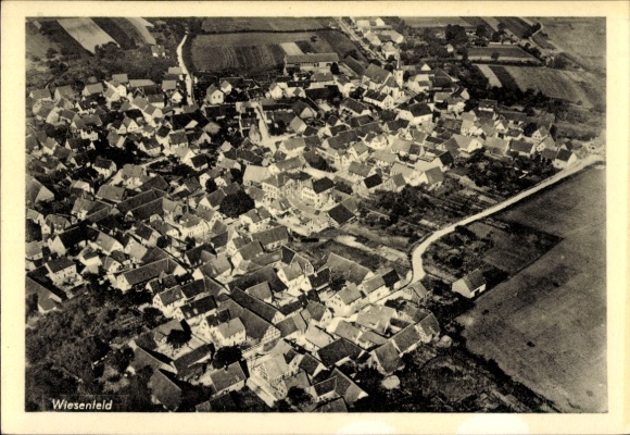 Postcard Wiesenfeld Karlstadt am Main Lower Franconia, aerial photograph
