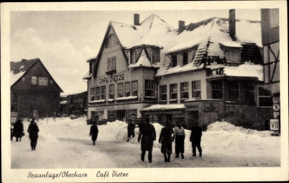Postcard Braunlage in the Upper Harz, Café Dietze in winter