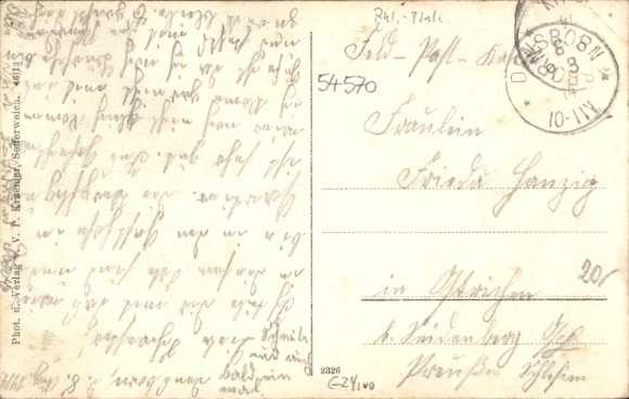 Postcard Densborn in the Eifel, Gasthof zum Bahnhof, total view of the village