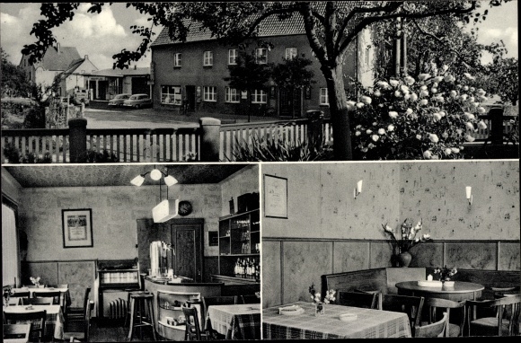 Ak Häver Kirchlengern Ostwestfalen, Restaurant Zum Eichenkrug, Aussen- und Innenansicht