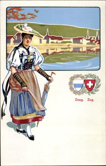 KP herbowa Canton Zug, kobieta w stroju ludowym
