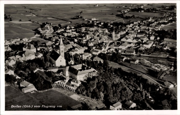 Postcard Dorfen in Upper Bavaria, aerial photograph