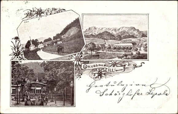 Artist PC Marktschellenberg in Upper Bavaria, Zill, chapel, inn, garden