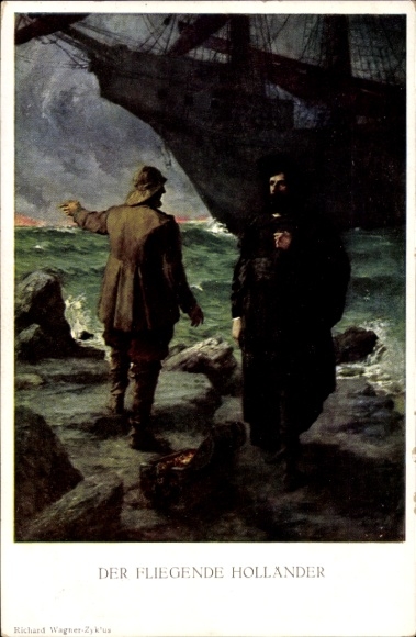 Kunstenaar Ak Leeke, Ferd., The Flying Dutchman, Richard Wagner-cyclus