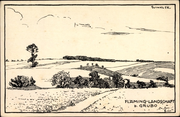 Kunstenaarskaart Winkler, Grubo Wiesenburg in de Mark, Vlammend landschap
