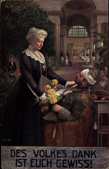 Artist Postcard Fischer, The people's thanks are certain, Empress Auguste Viktoria visits the hospital
