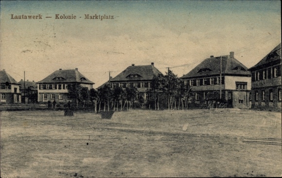 Ak Lautawerk Lauta Oberlausitz, Kolonie, Marktplatz