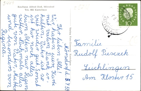 KP Mörsdorf im Hunsrück, widok ogólny, dom handlowy*, kaplica pamięci wojennej, kościół katolicki