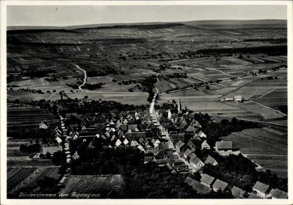 Postcard Dürrenzimmern Brackenheim an der Zaber Württemberg, aerial view of rural surroundings,