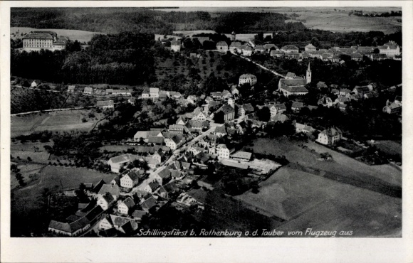 Ak Schillingsfürst in Midden-Franken, luchtfoto van Rothenburg, Tauber, vanuit het vliegtuig