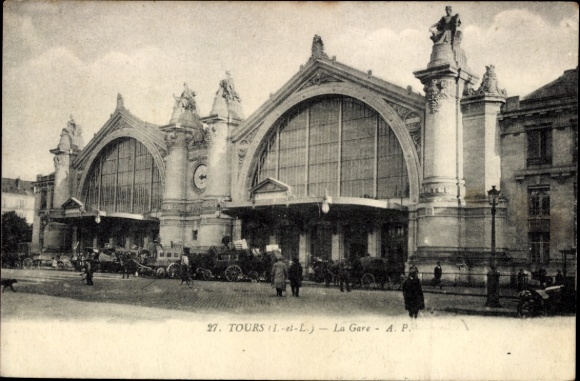 Postcard Tours Indre et Loire, train station