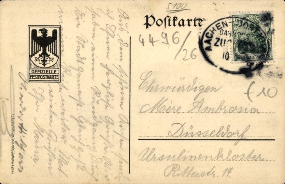 Postcard Aachen in North Rhine-Westphalia, Festival Hall of the 59th General Assembly of the Catholics of Germany