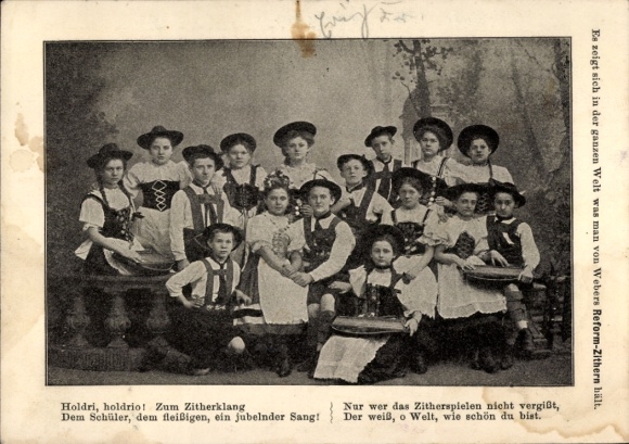 Ak Bischofswerda in Saksen, groepsportret, Institute for Weber's Reform Concert Citer