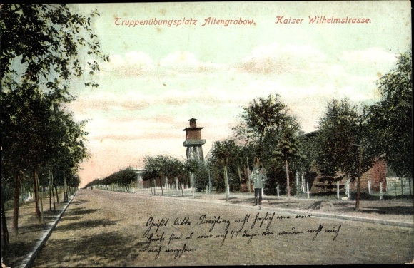Postcard Altengrabow Möckern in Saxony Anhalt, military training area, Kaiser Wilhelm Straße